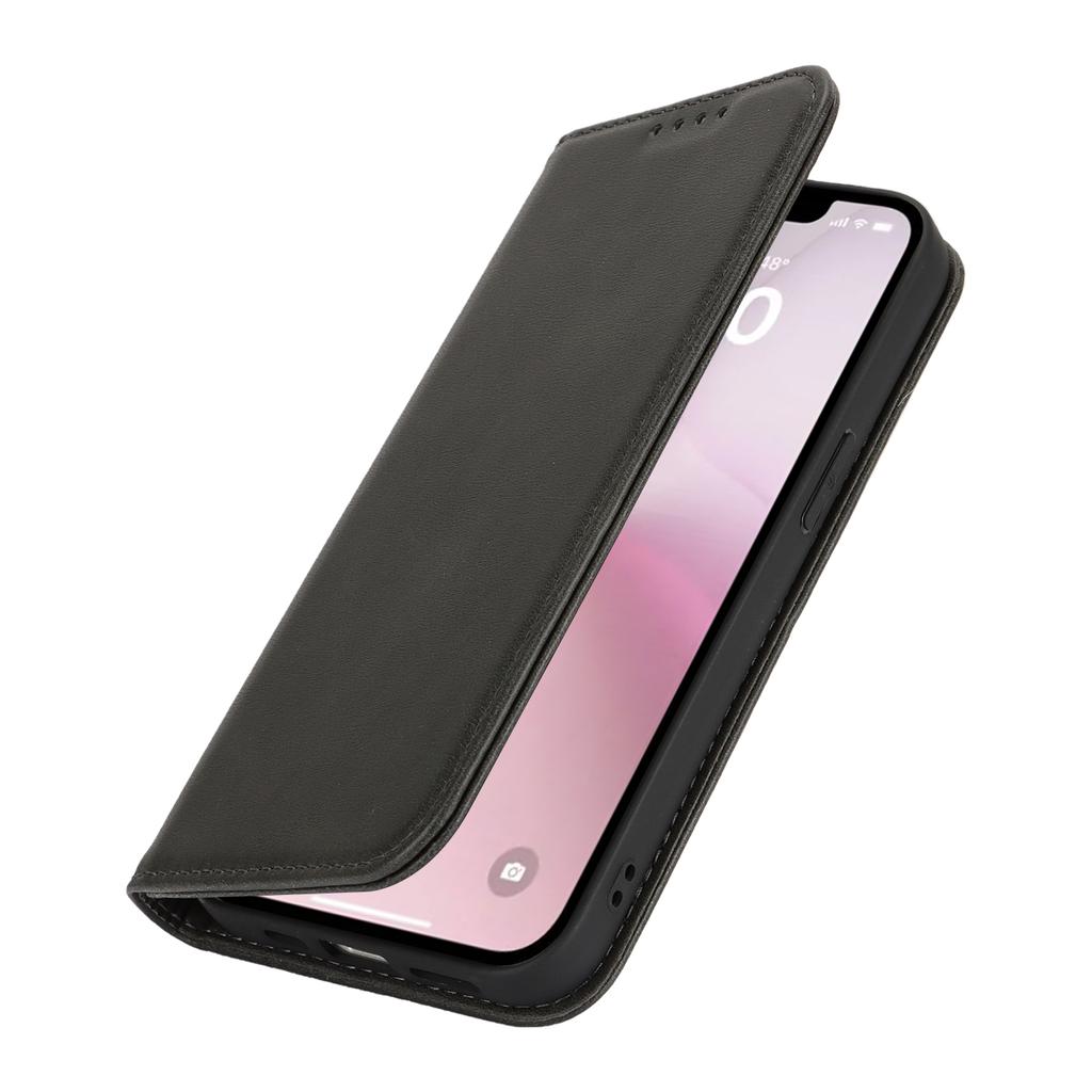 For iPhone 16e Case PU Leather Calf Textured Magnetic Closing Smart Phone Cover