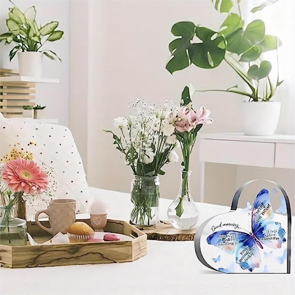 Inspirational Desk Decor with Butterflies and Engraved Christian Messages - Perfect for Women of Faith!