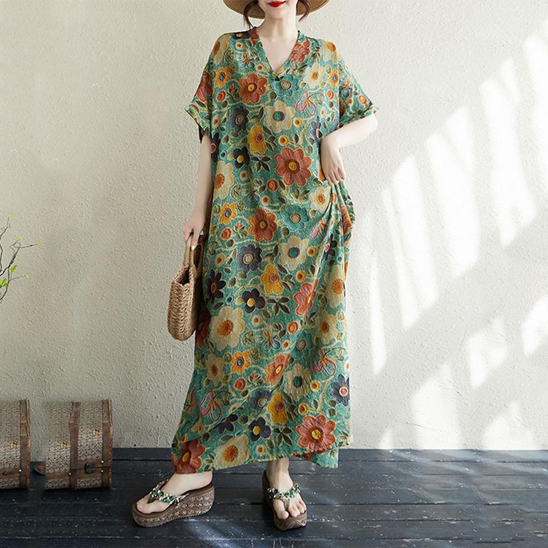 XITAO Print Casual V-neck Dress ZMY1109