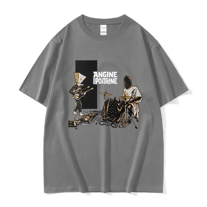 

Men s T-shirt Angine De Poitrine Rock Band T Shirt Unisex Hip Hop Streetwear Fashion Tees Vintage Pure Cotton Short Sleeved Top XXXL сірий