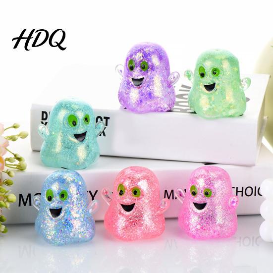 Ghost Fidget Toys 1/5Pcs Mini Halloween Squeeze Toy, Glitter Stress Relief Kids Adults Sensory Ball Party Favors for