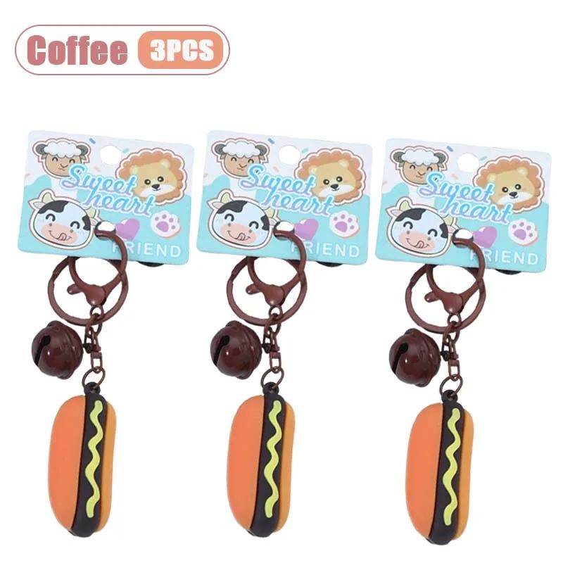 1/3/5PCS Cute Hamburger Fries Keychain Cartoon Food Charm Keyring Funny Car Decor Bag Pendant Gift for Kids Party Favors