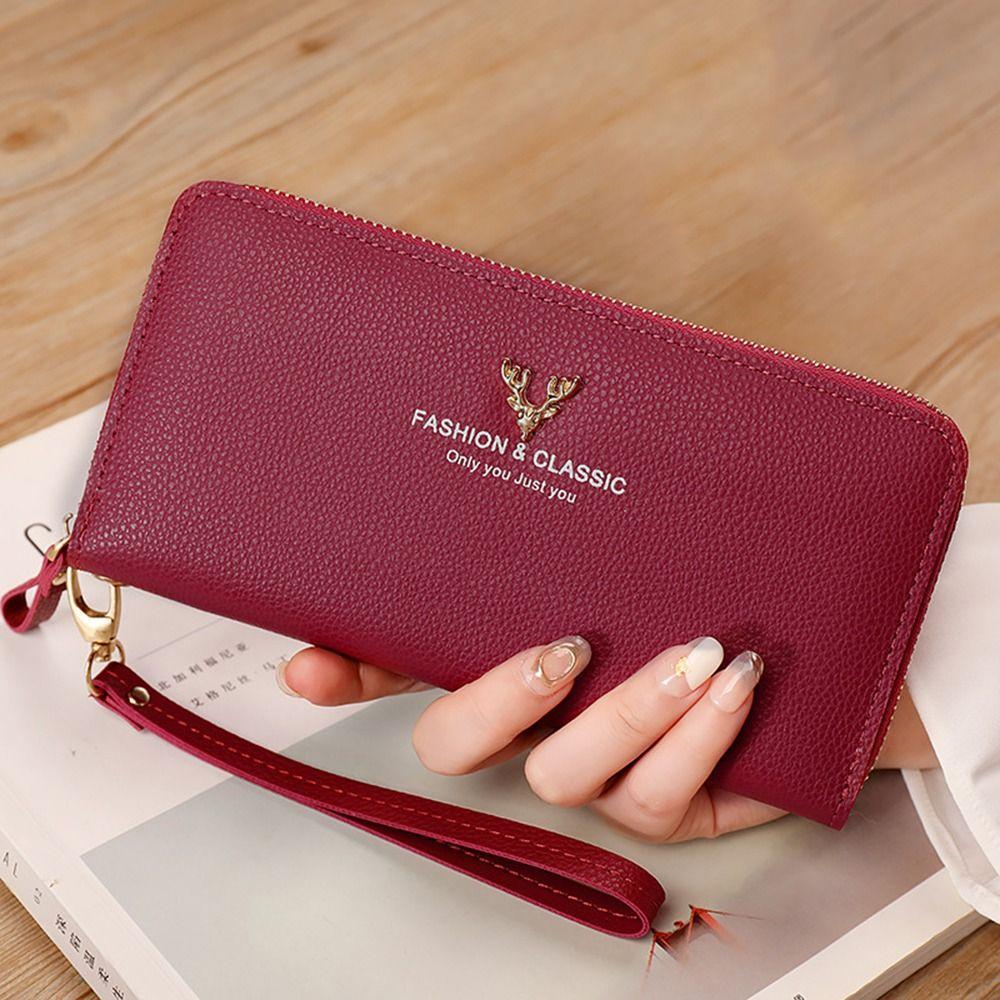 Multifunctional Zipper Long Wallet Large Capacity Leather Card Bag Coin Purse Women