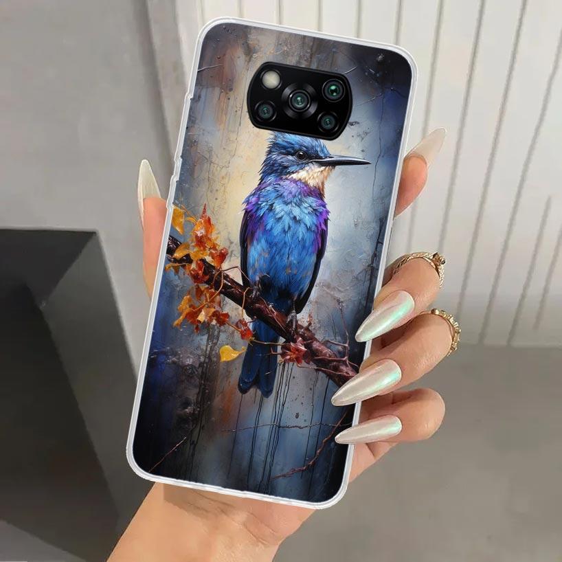 Animal Oil Painting Bird Phone Case for Xiaomi Poco X5 X6 X7 Pro F7 Ultra M7 Redmi 15 15C 13 13C 12 12C 10 10A 10C 9 9A 9C 9T Sh