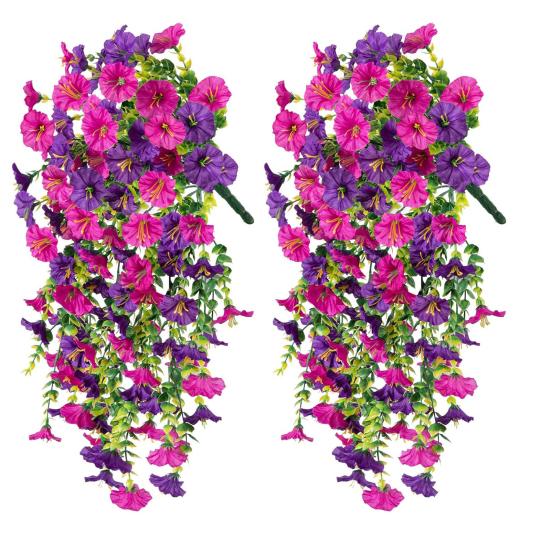 UV Resistant Faux Petunias Hanging Arrangement for Outdoor Decorations