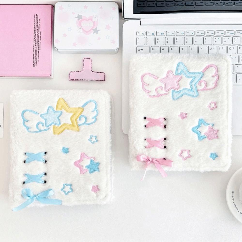 Loose-Leaf Photocard Holder Plush Angel Star Pattern Collect Book  For Kpop Idol Fans