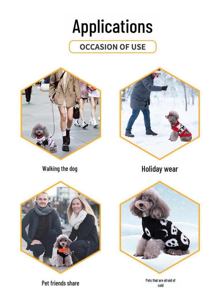 Festive Dog Sweaters: Snowflake, Christmas, Halloween, and Elk Designs