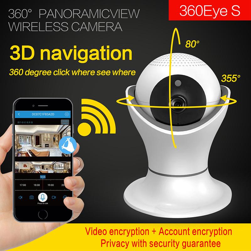 Full HD WIFI IP 1080P Baby Monitor Auto Tracking 360 Rotation Camera Night Vision Surveillance 3D Panoramic Navigation MapAA