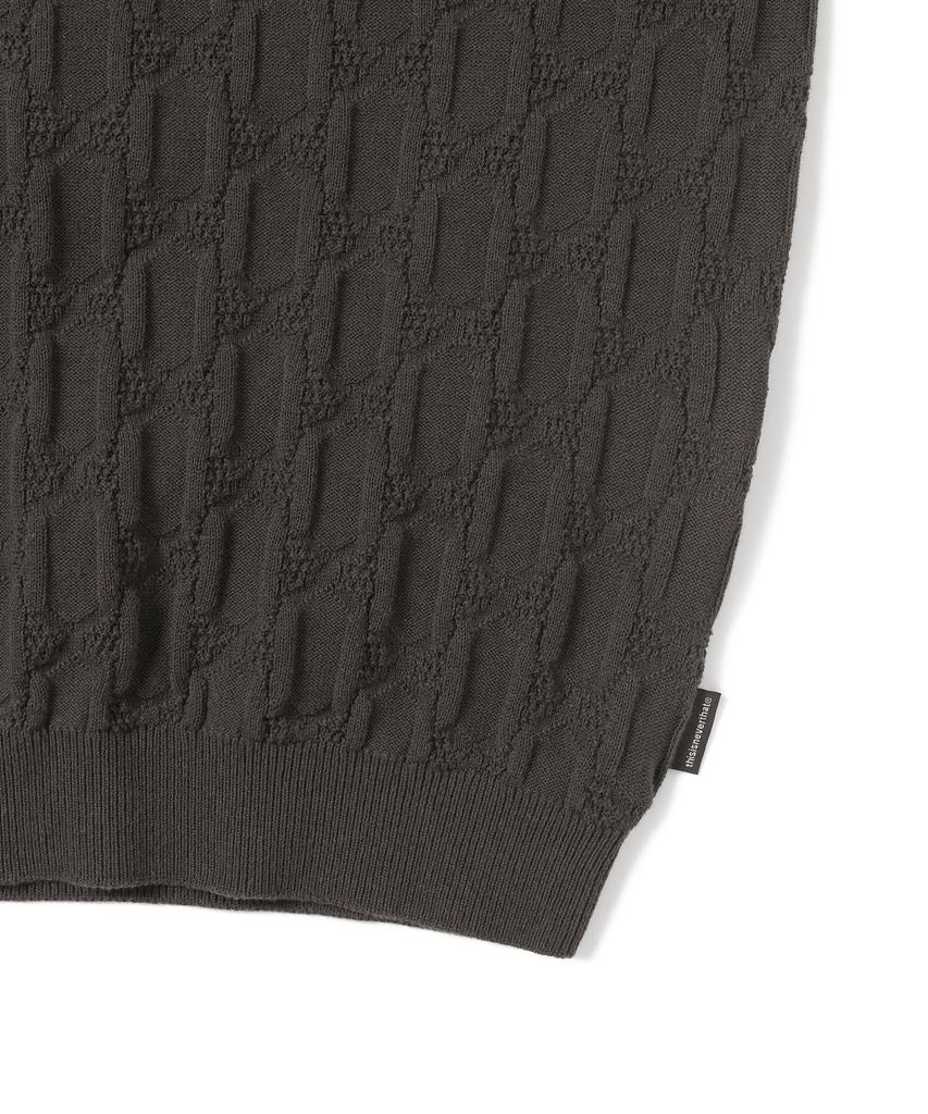 THISISNEVERTHAT Cable Knit Zip Polo Brown
