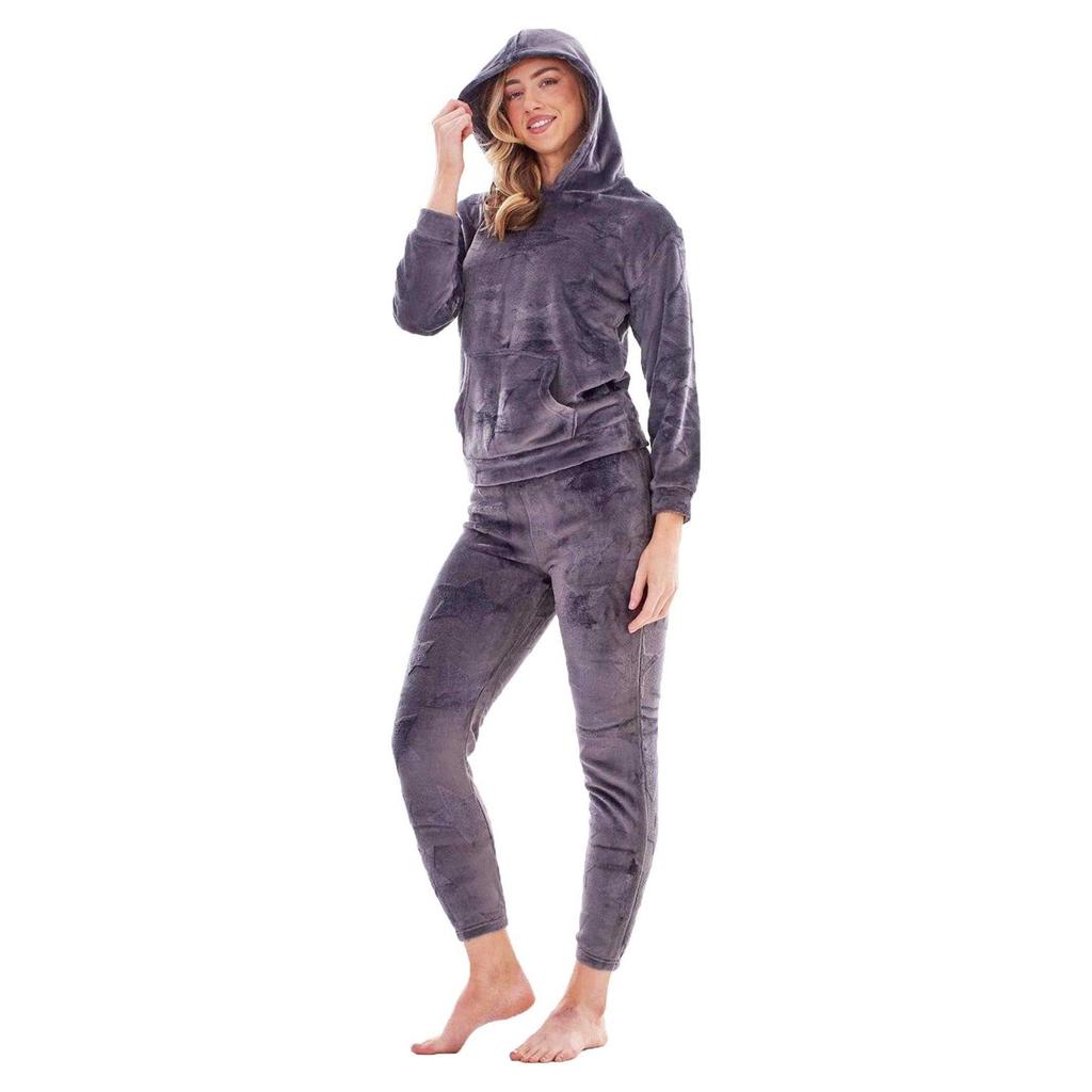 Keanu Womens/Ladies Star Fleece Embossed Long Pyjama Set