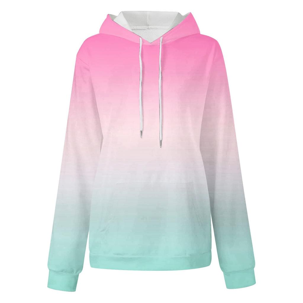 Damenmode, locker, lässig, täglich, langärmelig, Farbverlauf, Patchwork-Top