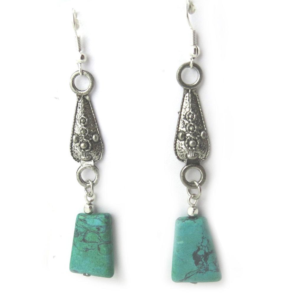 Les Trésors De Lily [N1200] - Turquoise 'Kilimanjaro' Designer Earrings