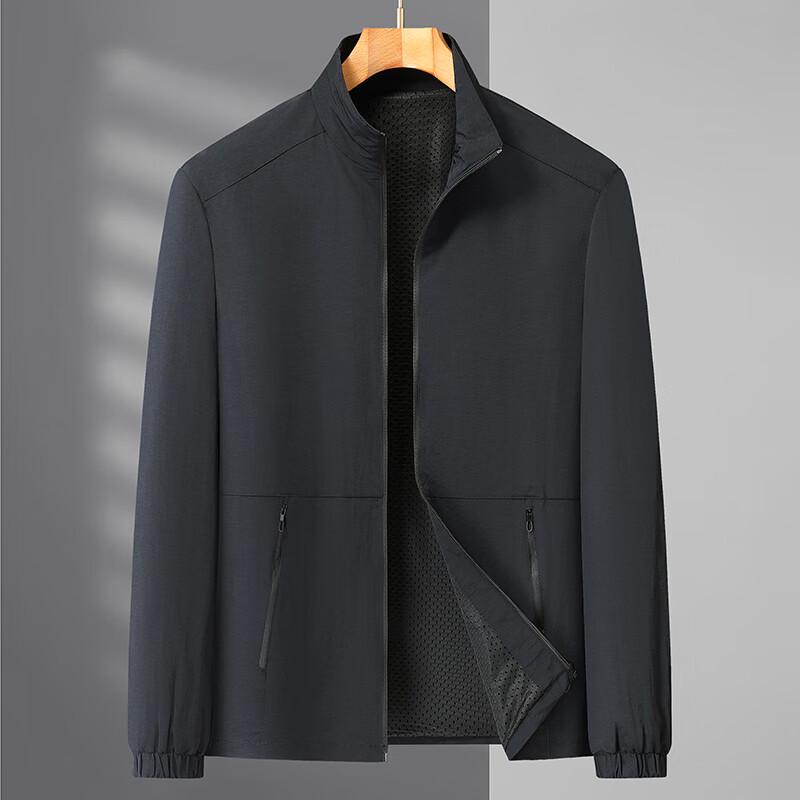 Men's Plus Size Solid Stand Collar Casual Jacket