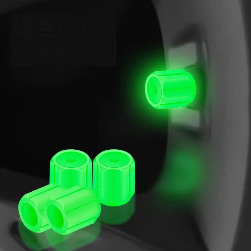 4pcs Car Valve Caps Night Glowing Tyre Valve Stem Air Dust Rim Cover Universal Motorcycle Bike Wheel Luminous Tire Valve