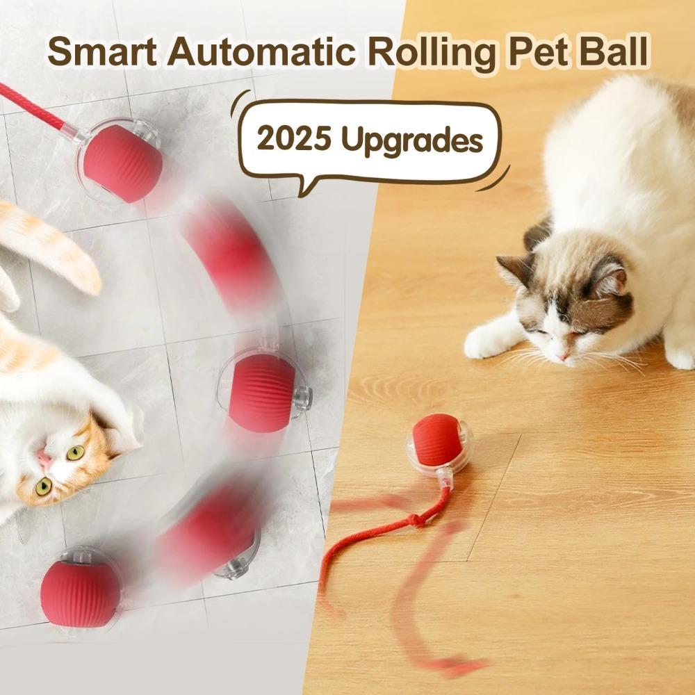 Interactive Cat Toys for Indoor Cats - Motion Activated Cat Balls with 360° - Kitten Toys To Relieve Boredom for Bored Kitten Pet Cats Dogs (Red)