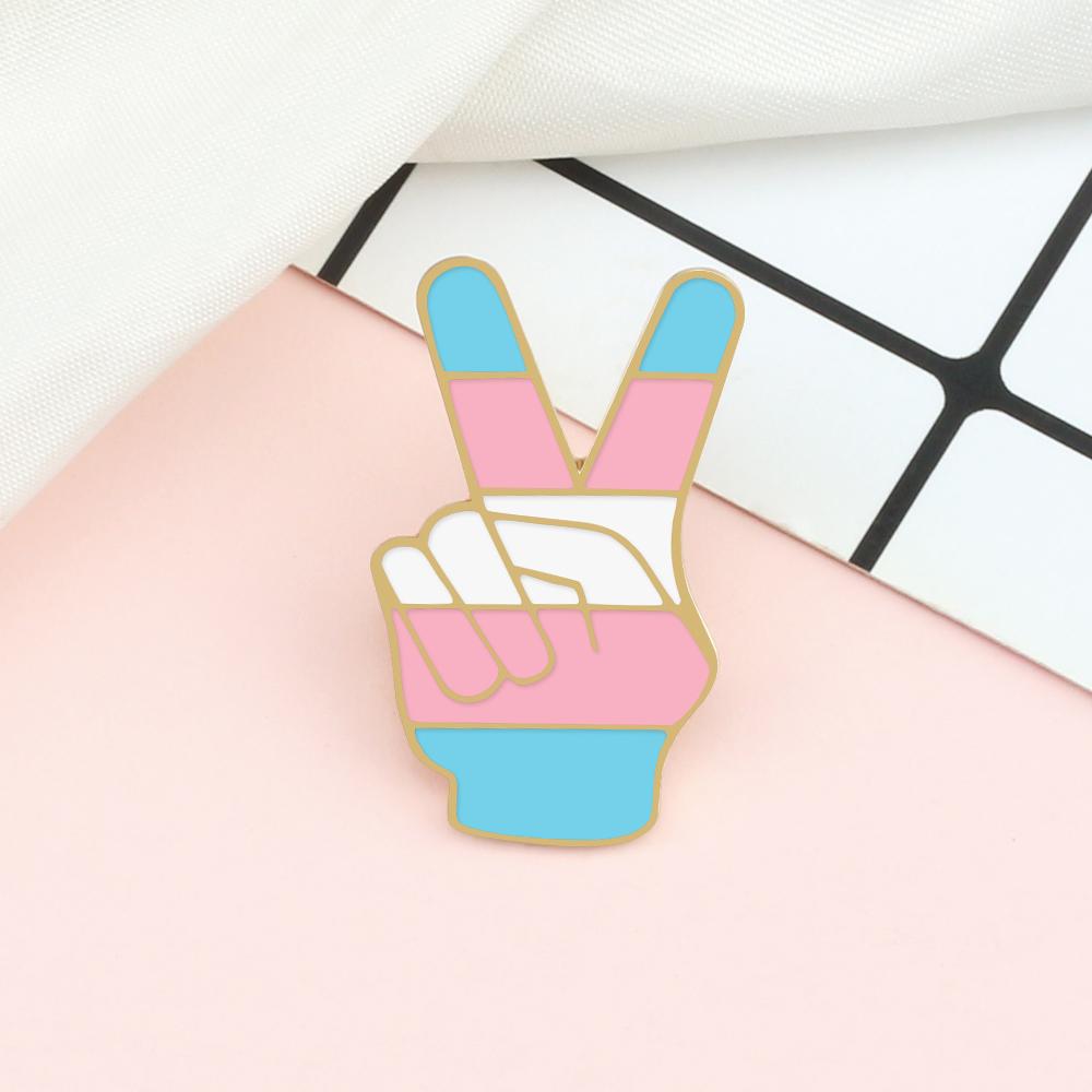 Transgender Pride Enamel Pin LGBT Flag Peace Trans Gay Lesbian Brooch Custom Bag Lapel Pins Cartoon Cute Badge for Lover Jewelry