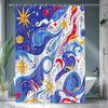 1Pc Starry Night Shower Curtain Fabric Swirl Wave Design Sky Stars Holiday Elements Bathroom Decoration Polyester Fabric With