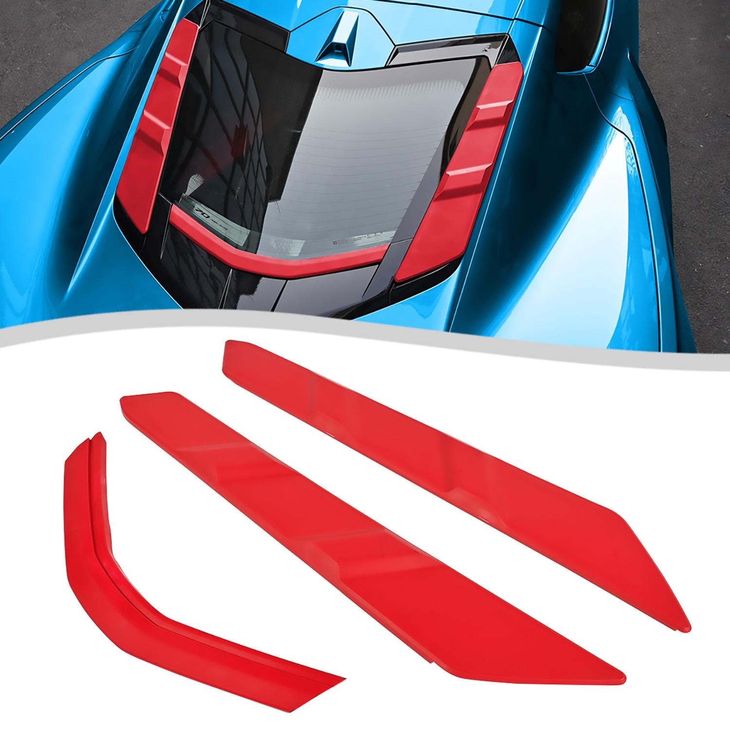 

3PCS Rear Dry Bay Window Glass Vent Blocks Covers Engine Bay Protection Car Washing For Chevrolet Corvette C8 Coupe -2024 красный