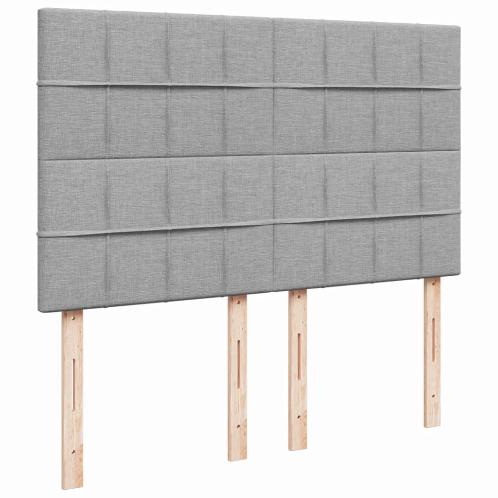 Box Spring Bed with Mattress Light Grey 140 x 190 cm Fabric