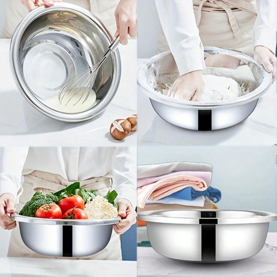 5 Sizes Stainless Steel Mixing Bowl Set Large Capacity Metal Bowl for Home Restaurant Food Preparation