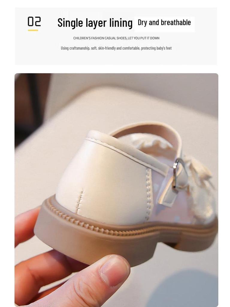 British Style Girls' Leather Mesh Soft Sole Princess Shoes - 2025 Summer Collection