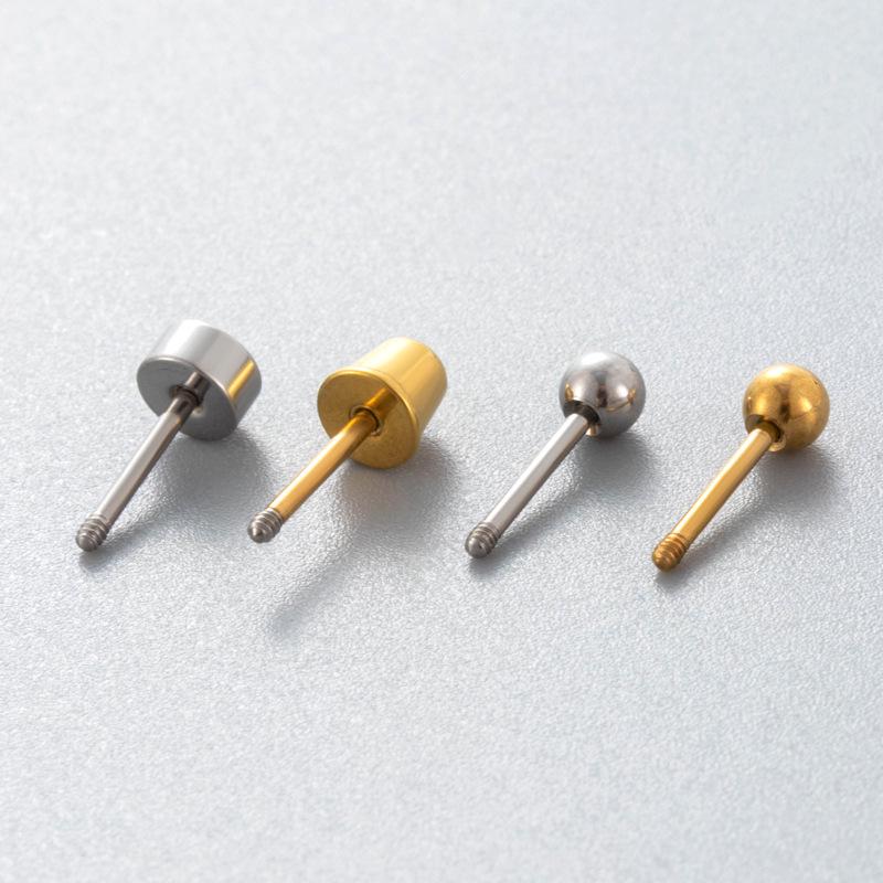 Henson Titanium Steel Cartilage Stud Earrings with Screw Bar and Ball Disc Back