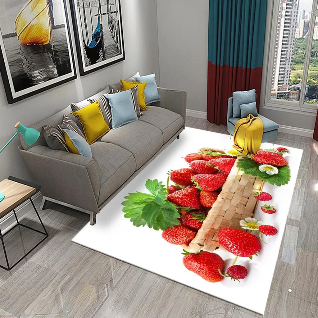 Strawberry Carpet Fresh Fruit Rug Kitchen Doormat Living Room Bedroom Floor Rug Bathroom Non-slip Foot Mat Entrance Hall Carpet