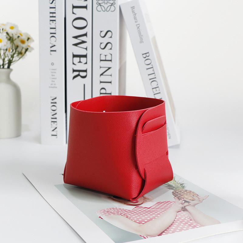 Nordic Minimalist Leather Desk Organizer With Foldable Design For Home Office And Study