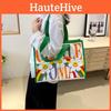 2024 Spring New Floral Canvas Tote Bag Street Style Medium Size Shoulder Bag