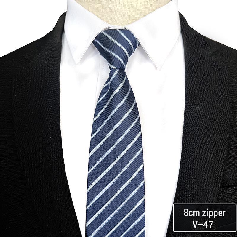 

Мужской галстук-молния Easy-Pull – полосатый, профессиональный и удобный для делового или официального ношения V-47