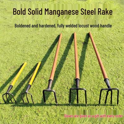 Multi-Tooth Steel Rake for Clamming, Soil Cultivation, Sweet Potato & Peanut Digging, Weeding, and Household Use