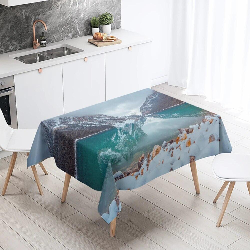 Scenery Printed Tablecloth Stain Resistant Waterproof Wedding Party Restaurant Banquet Decoration Home Table