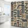 1pc Black Line Shower Curtain, Bathroom Decoration Pattern