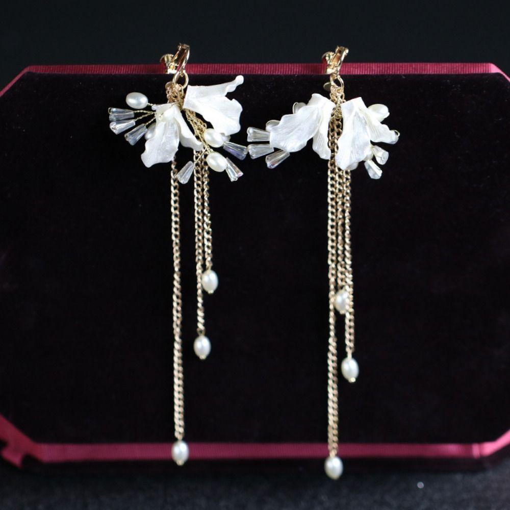 Handmade Bridal Headwear Earring Set Tassels Earring Flower Headbands  Female Decoration