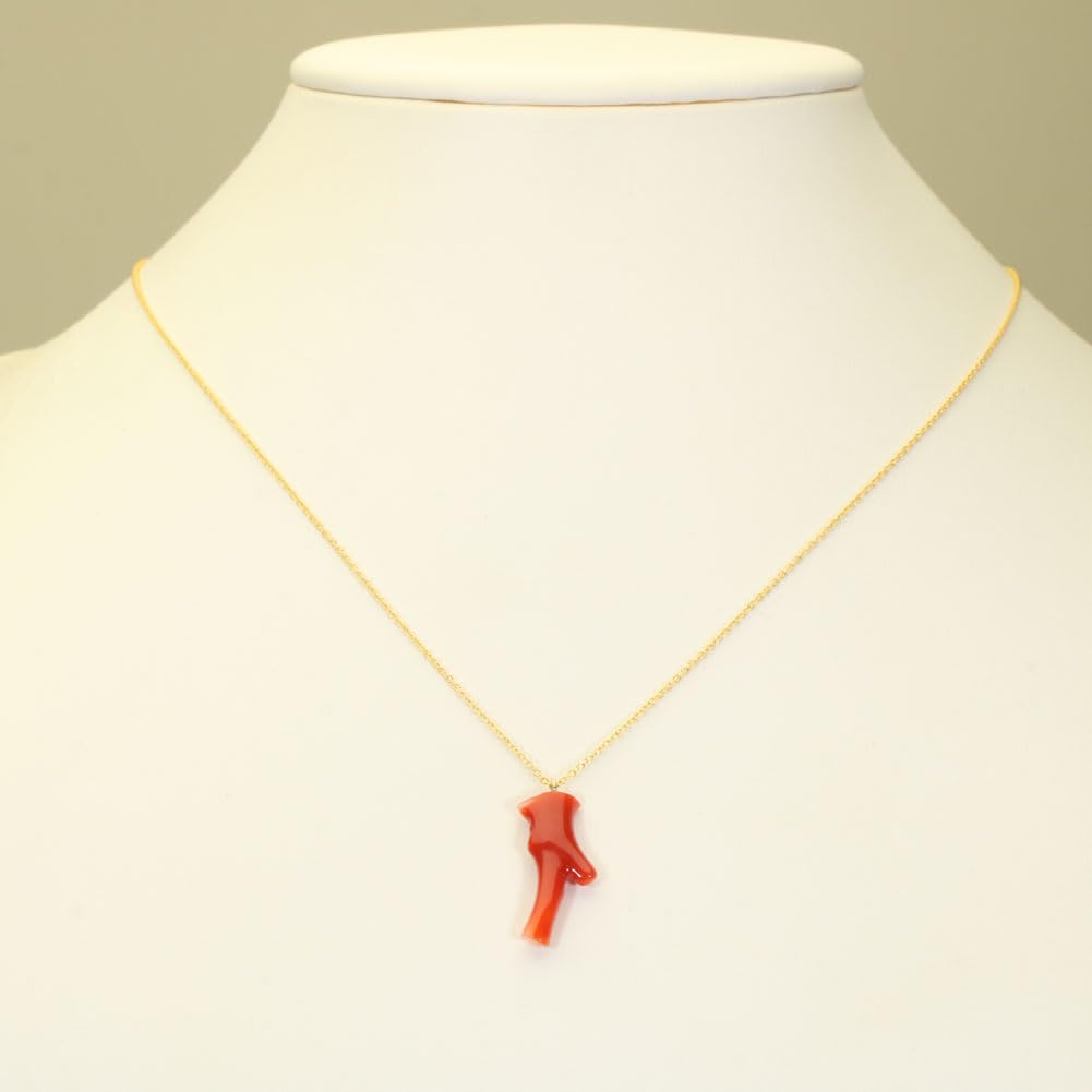 Red Coral Pendant Necklace Branch Ladies Undyed