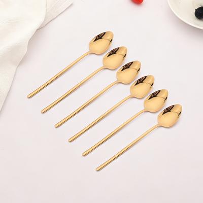 6Pcs Coffee Spoon Stainless Steel Stiring Teaspoons Ice Cream Cake Dessert Spoon Flatware Set Tableware Party Cutlery Set