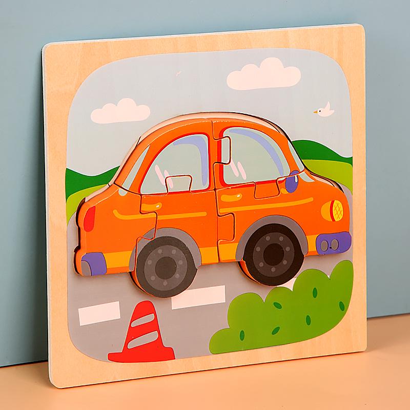 Children's Wooden 3D Animal Puzzle Board for Early Education