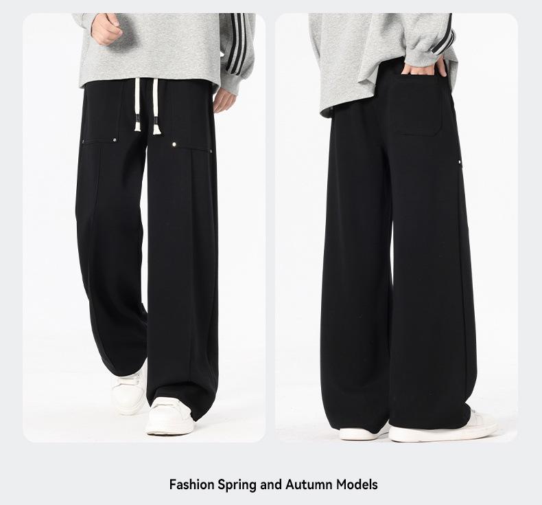 Men's American Style Casual Drapey Trousers: Spring/Autumn Loose Wide-Leg Sports Pants