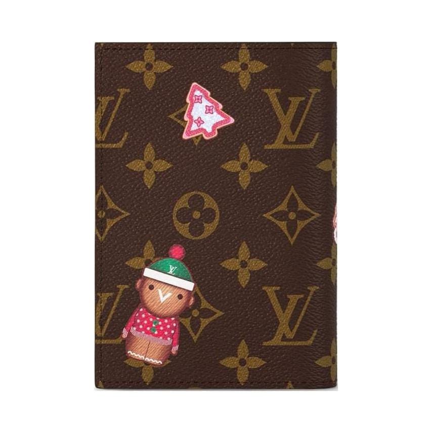 LOUIS VUITTON Leather Trim Wallet, Passport Holder Women's Brown M12219