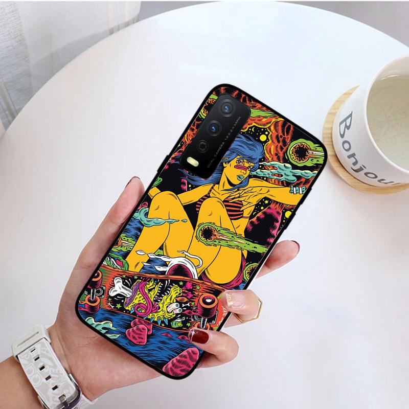 Bunte psychedelische Trippy Art Handyhülle für VIVO Y31 Y21 Y70 Y21S Y20 Y72 1907 Y12 Y11S Y53S Y33S Y55 Y76 Y51 Y15S Y01