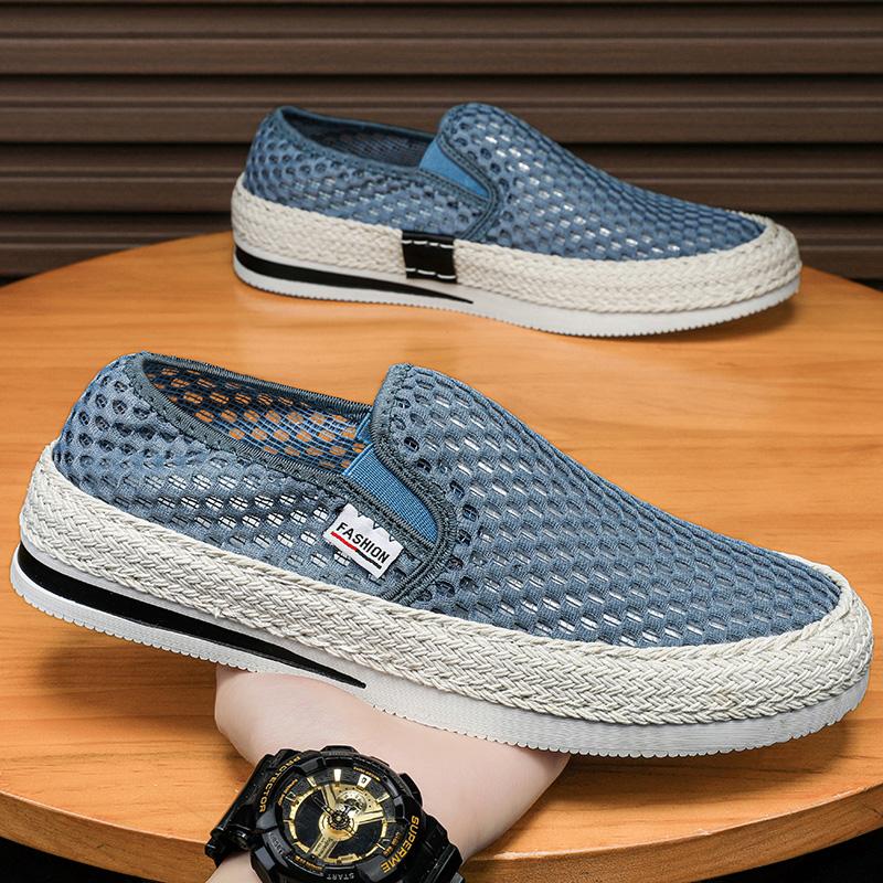 

Старе пекінське полотняне взуття чоловіче літнє сітчасте дихаюче тонке порожнисте сітчасте взуття чоловіче спортивне на м якій підошві взуття рибалки 44 синій