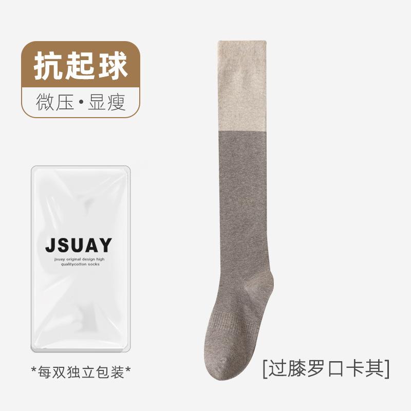 Knee Socks Women'S Autumn And Winter Color Matching Stockings Do Not Drop The Tube Vertical Bar Internet Celebrities Ins High Tube Thin Jk Thigh Socks