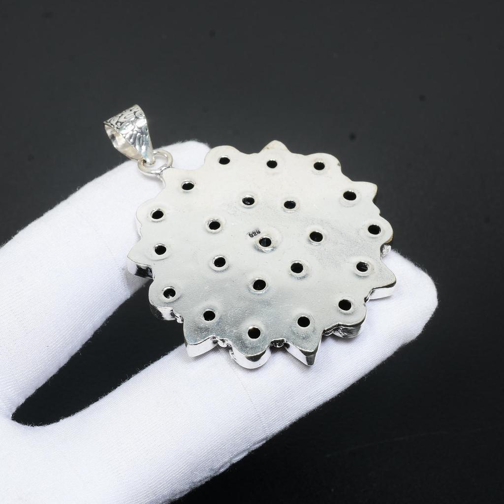 Schwarzer Spinell Edelstein Handgemacht 925 Sterling Silber Schmuck Anhänger Schwarzer Spinell Blumen Design Anhänger Schwarzer Spinell Schmuck für Geschenke