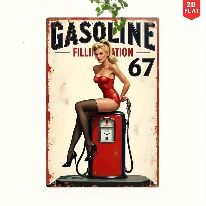 Pin-Up Girls Tin Sign, Retro Metal Wall Art