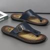 Übergröße Mode Weiches Leder Herren Flip-Flops Outdoor Wasserdichte Strandsandalen Sommer Herren Hausschuhe