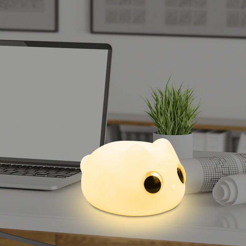 Cat Lamp Cute Silicone Lamp Rechargeable Animal Night Light 800mAh Bedside Lamp Room Decor Nightlight Tap Control For Bedroom