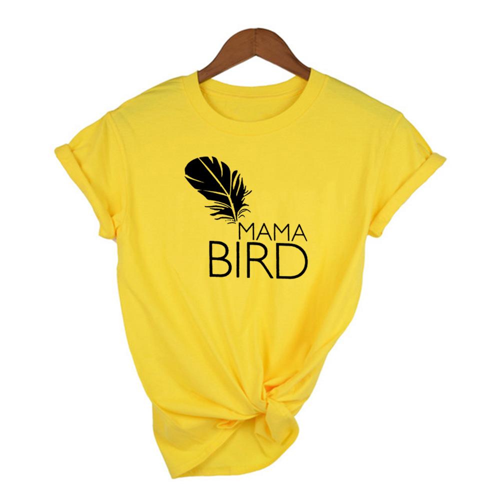 Mama Bird Print Mom Life T Shirt Round Neck Summer Aesthetic Vintage Tops Tumblr Female Clothes