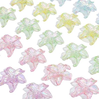 Acrylic Beads Charms Plated AB Color Five Petal Flower Beads For Bracelet Necklace Jewelry Making