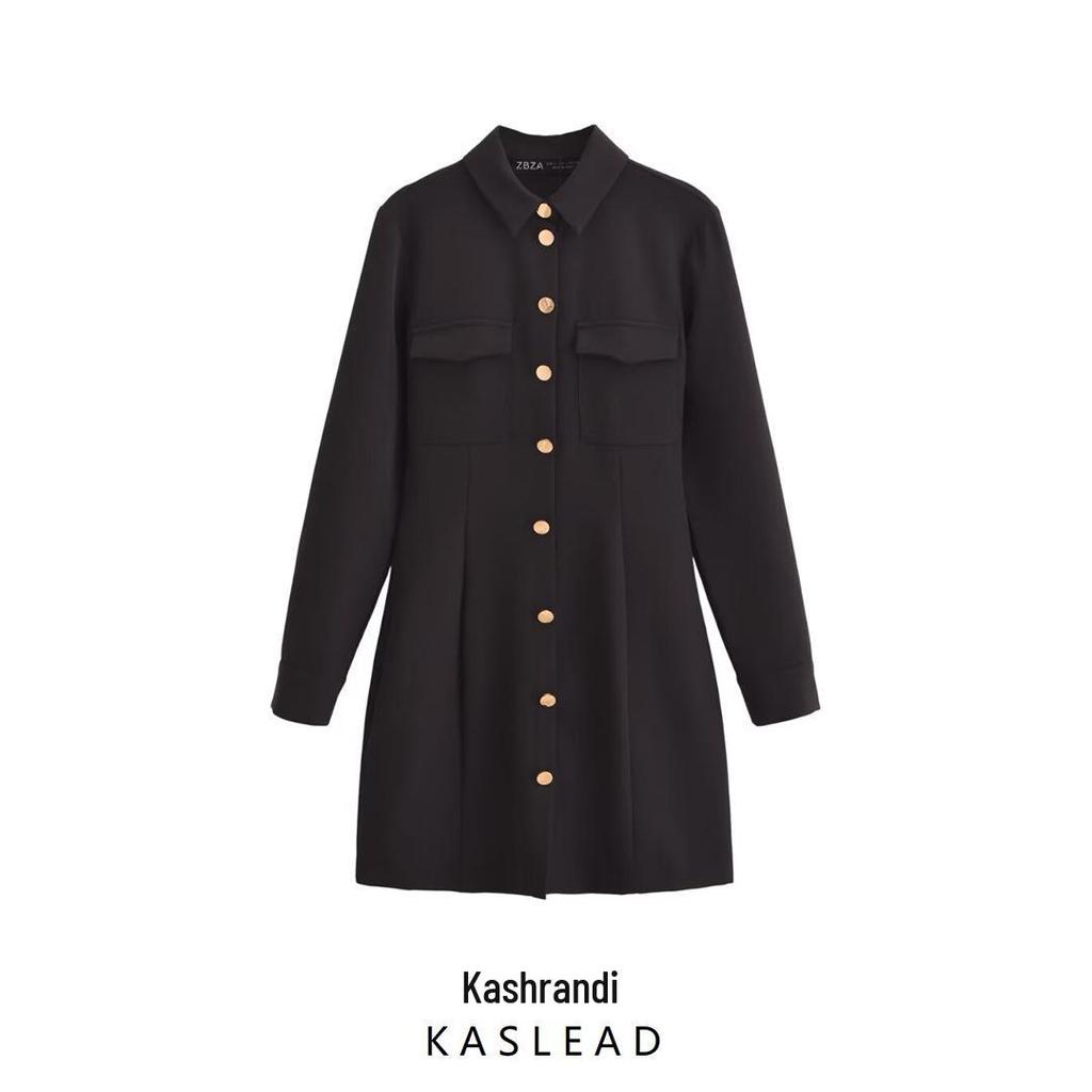 Women's 2024 Autumn European & American Style Slimming Crepe Mini Dress