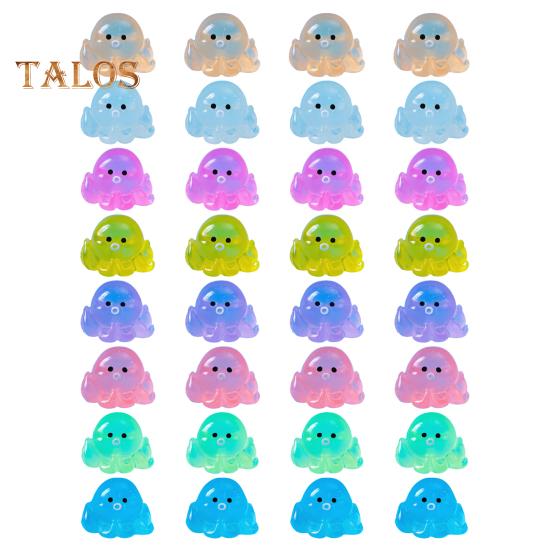 

32 шт. Миниатюрные фигурки осьминогов, светящиеся в темноте, миниатюрные статуэтки осьминогов из смолы для волшебных садов, аквариумов, поделок своими руками 32PCS